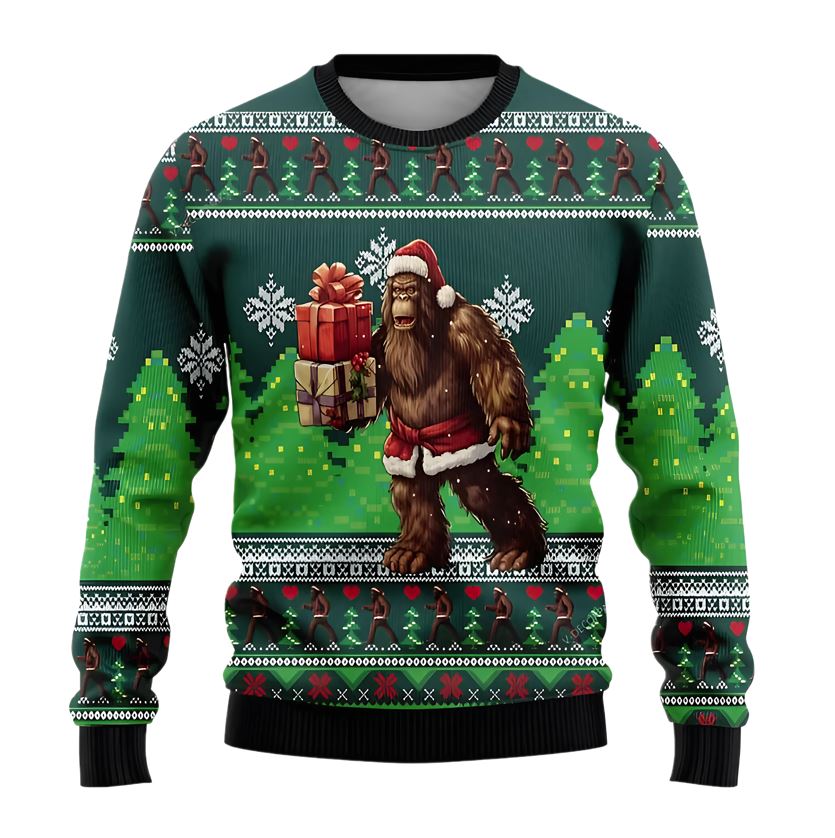 Bigfoot Ugly Christmas Sweater BaoHanTee