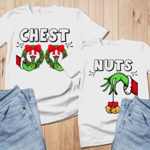 Chest Nuts Couples Christmas Shirts, Funny Christmas Matching Shirts