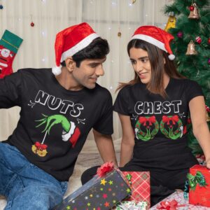 Chest Nuts Couples Christmas Shirts, Funny Christmas Matching Shirts