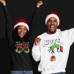 Chest Nuts Couples Christmas Shirts, Funny Christmas Matching Shirts