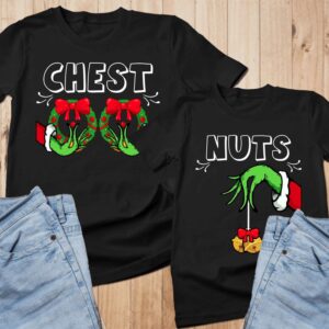 Chest Nuts Couples Christmas Shirts, Funny Christmas Matching Shirts