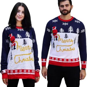 Couples Ugly Christmas Sweater BaoHanTee, Yellow Snow Ugly Christmas Sweater