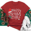 Festive Merry Christmas T-Shirt with Candy Cane and Santa Hat - BaoHanTee