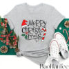 Festive Merry Christmas T-Shirt with Candy Cane and Santa Hat - BaoHanTee