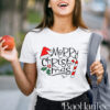 Festive Merry Christmas T-Shirt with Candy Cane and Santa Hat - BaoHanTee