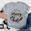 Ho Ho Merry Christmas T-Shirt – Holiday Wreath and Ornament Design by BaoHanTee