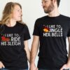 I Like To Ride His Sleigh, I Like To Jingle Her Bells Shirt, Couples Christmas Shirts