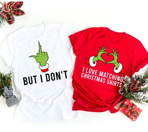 I Love Matching Christmas Shirt, But I Don't T-shirt, Christmas Couple Matching T-shirt