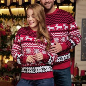 Matching Christmas Sweater for Couples, Snowflakes Couples Ugly Christmas Sweater