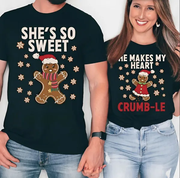 She's So Sweet, He Makes My Heart, Funny Couples Christmas Shirts