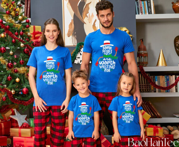 Some People Are Worth Melting For Shirt, BaoHanTee Family Christmas Shirts, Matching Family Xmas Shirt