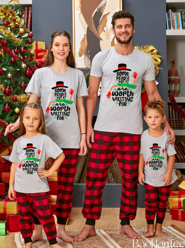 Some People Are Worth Melting For Shirt, BaoHanTee Family Christmas Shirts, Matching Family Xmas Shirt