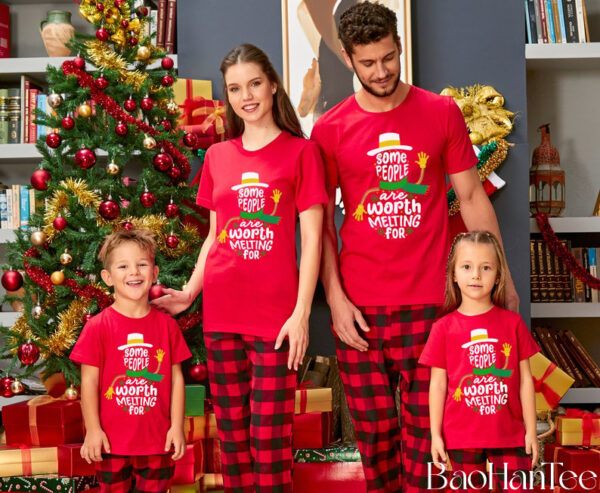 Some People Are Worth Melting For Shirt, BaoHanTee Family Christmas Shirts, Matching Family Xmas Shirt