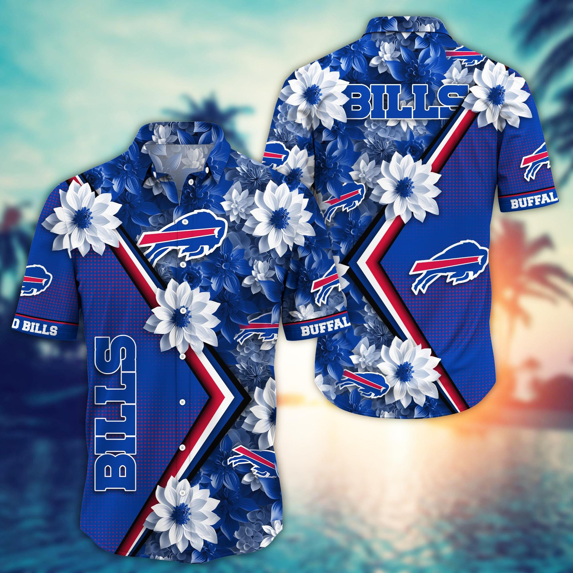 Buffalo Bills NFL Digital Flowers Aloha Hawaiian Shirt