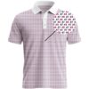 Men's white golf polo shirt with all-over 45 47 pattern – Trump 2025 patriotic design