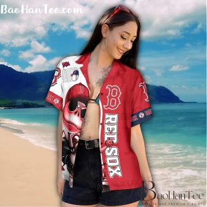 Boston Red Sox Skeleton Style Hawaiian Shirt