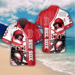 Boston Red Sox Skeleton Style Hawaiian Shirt