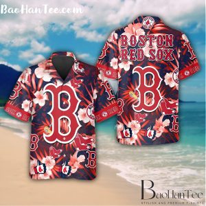 Boston Red Sox Floral Logo Hawaiian Shirt