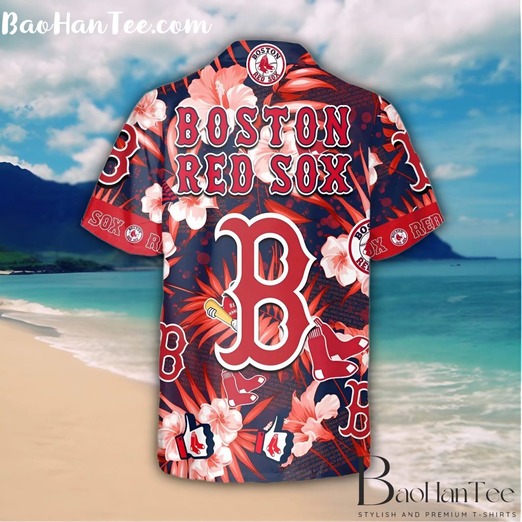 Boston Red Sox Floral Logo Hawaiian Shirt