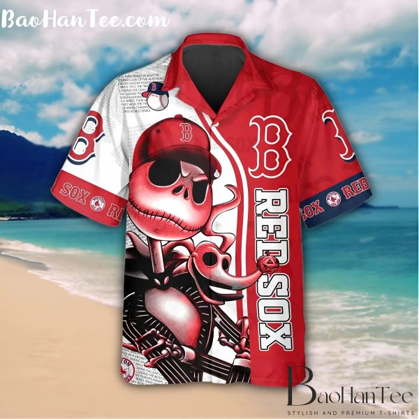 Boston Red Sox Skeleton Style Hawaiian Shirt