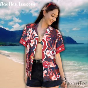 Boston Red Sox Floral Logo Hawaiian Shirt