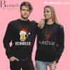 Couple wearing Reinbeer and WineDeer matching Christmas sweaters