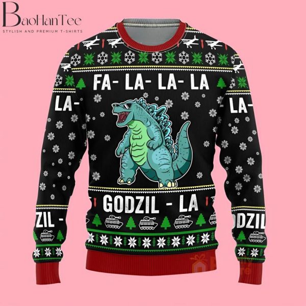 Godzilla Ugly Christmas Sweater - Funny Godzilla Christmas Sweater - Godzilla Ugly Sweater