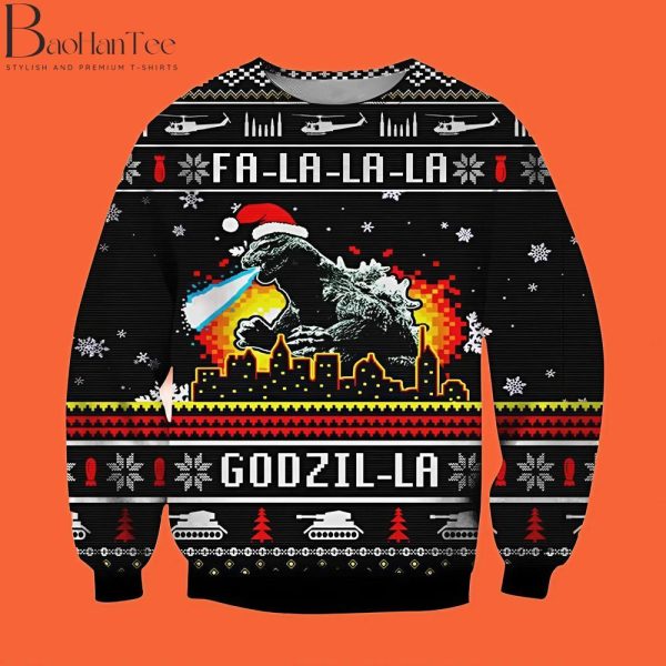 Godzilla Ugly Christmas Sweater - Funny Godzilla Christmas Sweater - Godzilla Ugly Sweater