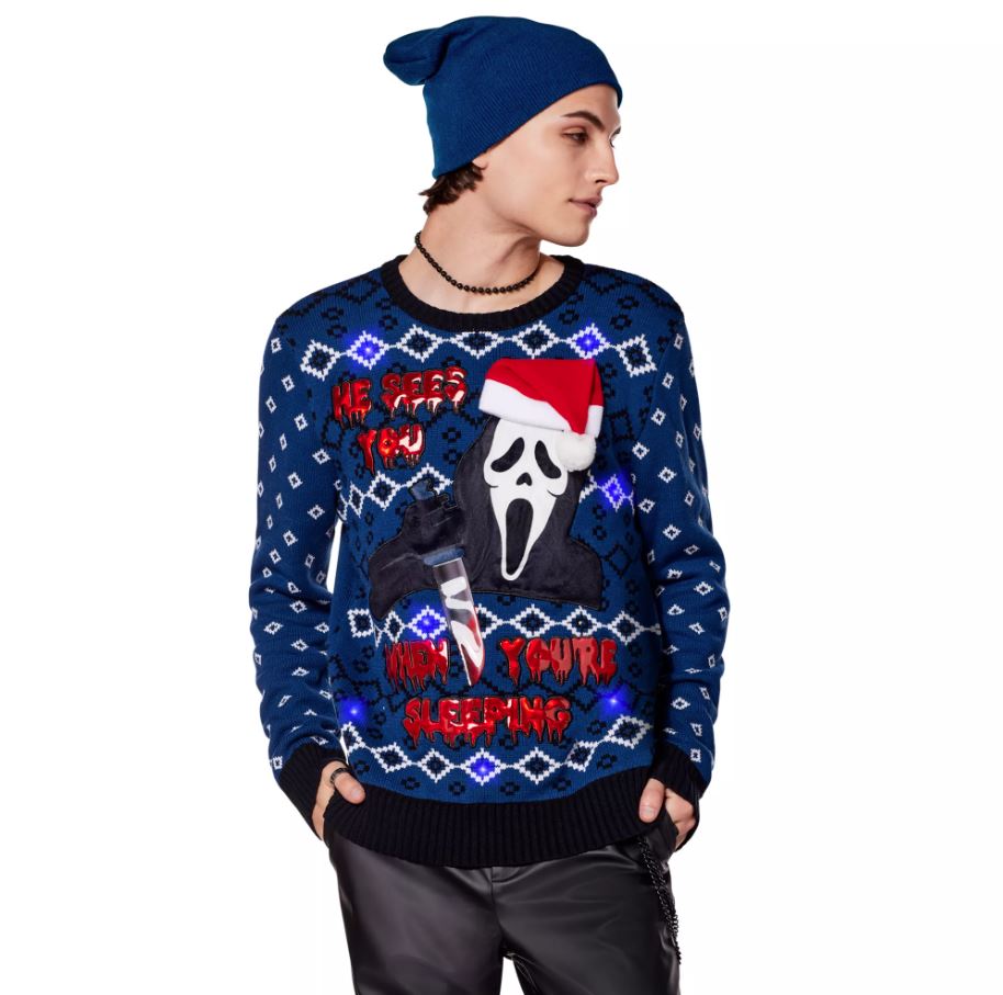 He Sees You Ghost Face Ugly Christmas Sweater