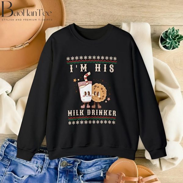 I'm Her Cookie Eater, I'm His Milk Drinker Funny Couples Ugly Christmas Sweaters