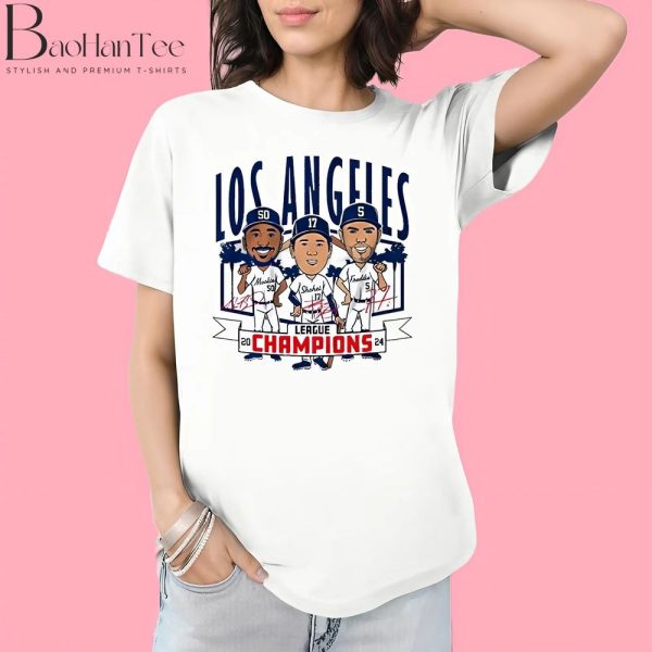 Los Angeles Dodgers Cartoon League Champions Caricatures Signature Mlb Shirt