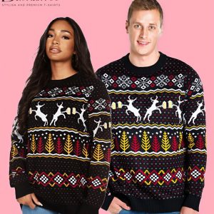 Reindeer Ugly Christmas Sweater - Funny Couples Ugly Christmas Sweater