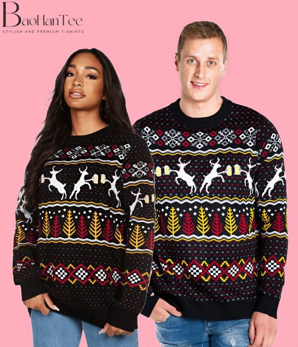 Reindeer Ugly Christmas Sweater - Funny Couples Ugly Christmas Sweater