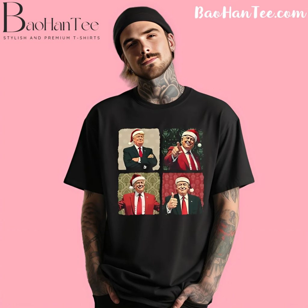 Festive holiday T-shirt featuring Santa Trump design