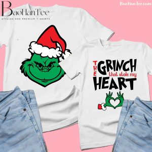 The Grinch That Stole My Heart matching t-shirts for couples in classic white - Funny Christmas shirts