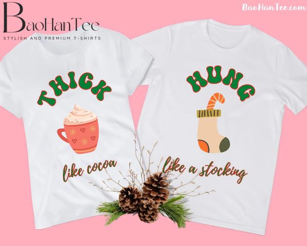 Holiday Couple Shirts with Cocoa and Stocking Themes