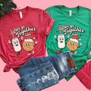 We Go Together Like Milk and Cookies Couples Christmas Shirts