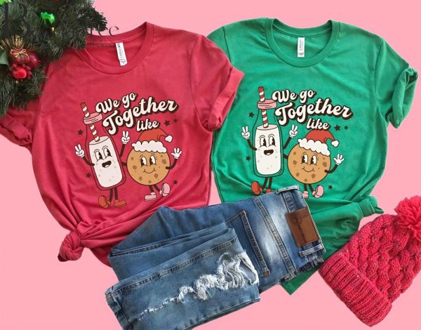 We Go Together Like Milk and Cookies Couples Christmas Shirts