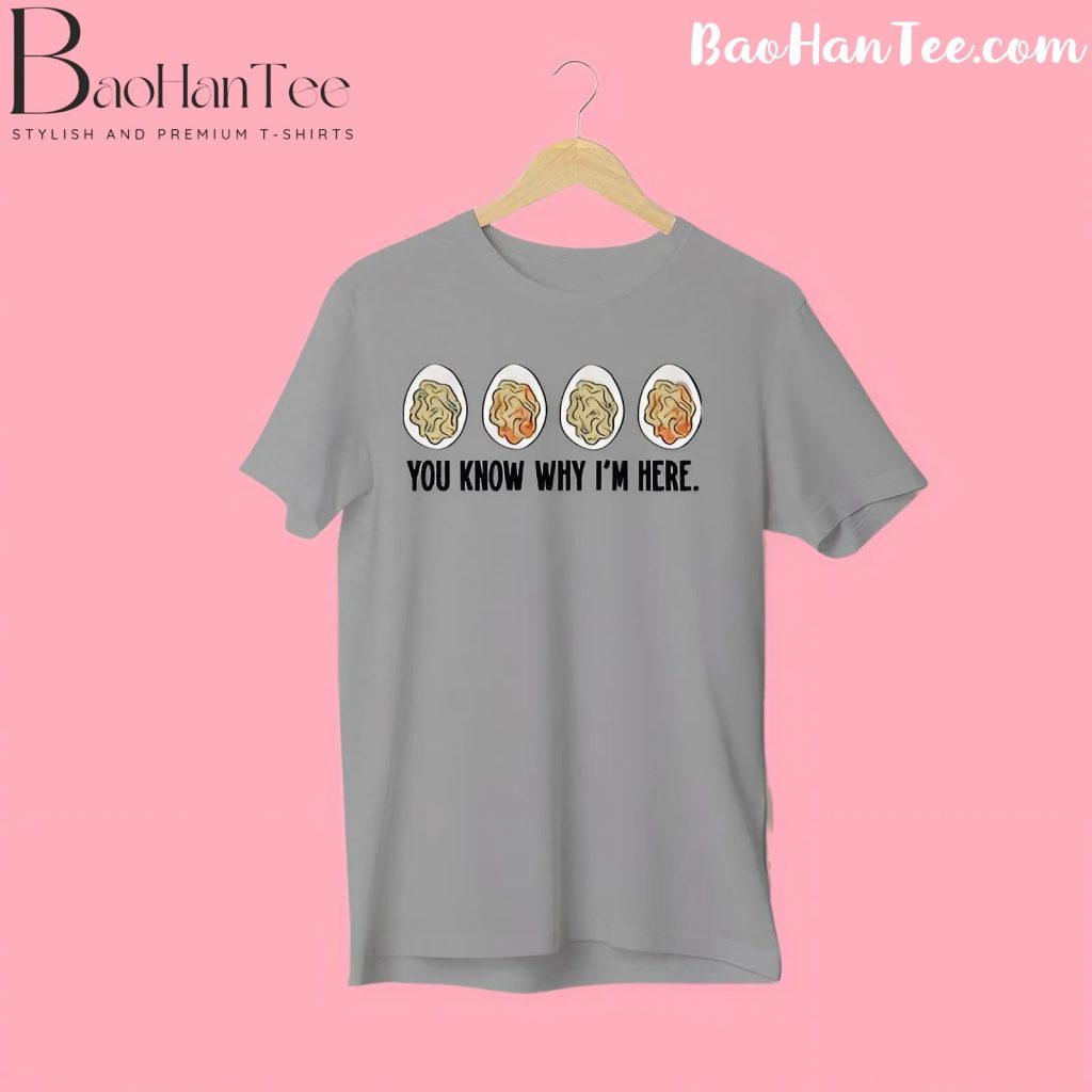 Humorous Thanksgiving T-shirt featuring deviled eggs.